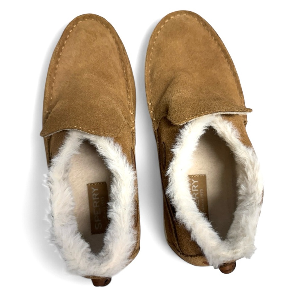 Sperry Women’s Moc-Slider Tan Suede Fleece-Lined Slip-On Shoes Size 7M - Picture 5 of 8